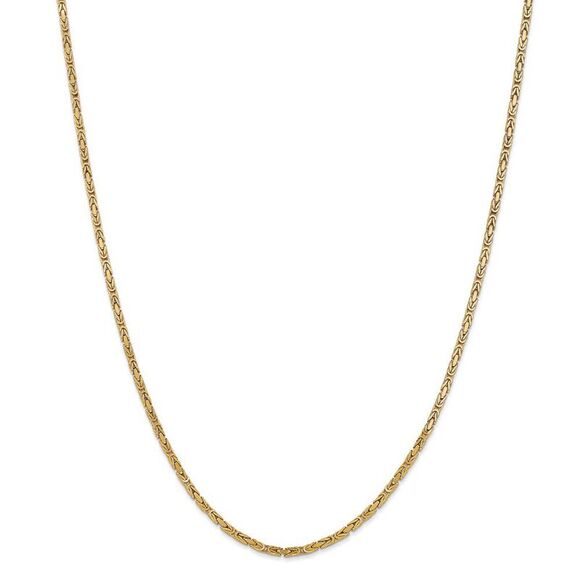 2mm, 14k Yellow Gold, Solid Byzantine Chain Necklace, 30 Inch - Picture 3 of 8